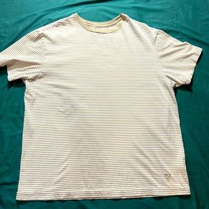 Cremieux Men’s Crew Neck T-shirt, 100% Cotton, Tan/Cream Stripes